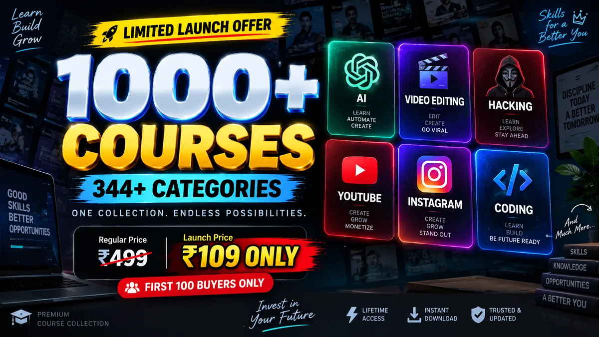 🚀 1000+ Premium Courses Collection | 344+ Categories