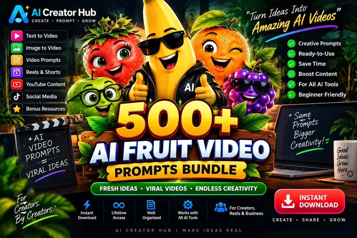 500+ AI Fruit Video Prompts Bundle