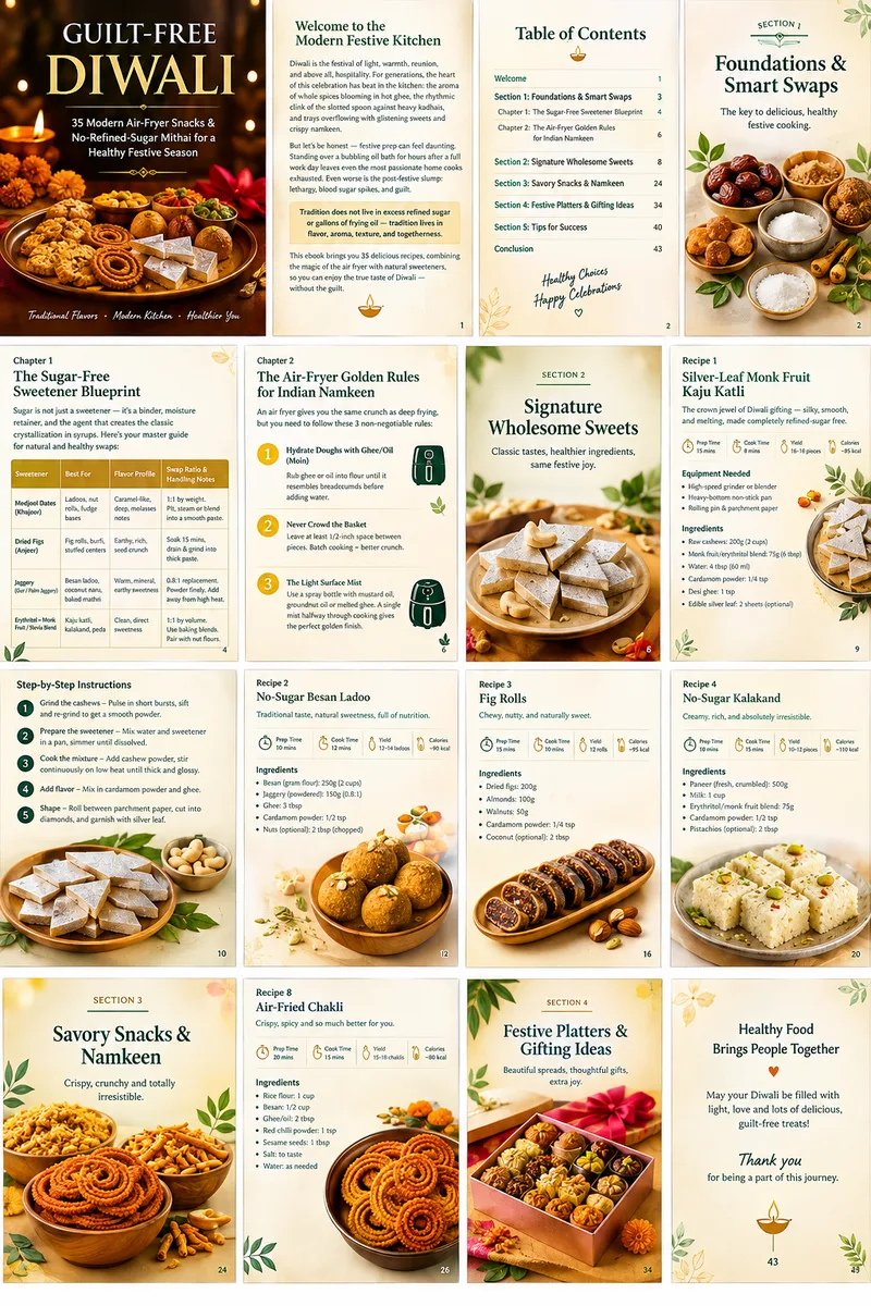 🪔 Guilt-Free Diwali Cookbook: 20 Delicious Festive Recipes to Celebrate Sweetly & Healthily!