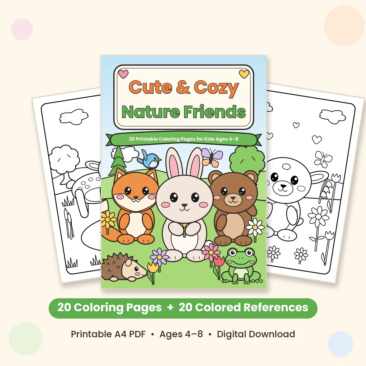 Cute & Cozy Nature Friends – Kids Animal Coloring Book (Ages 4–8)