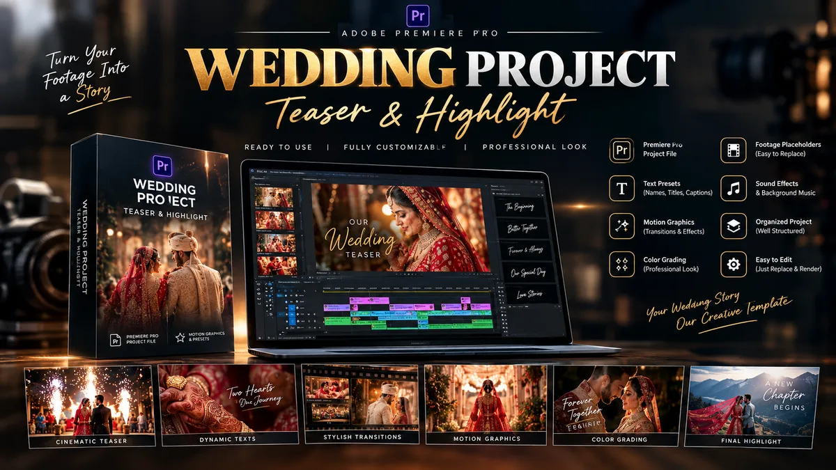Wedding Teaser & Highlight Project for Premiere Pro | Cinematic Editing Project