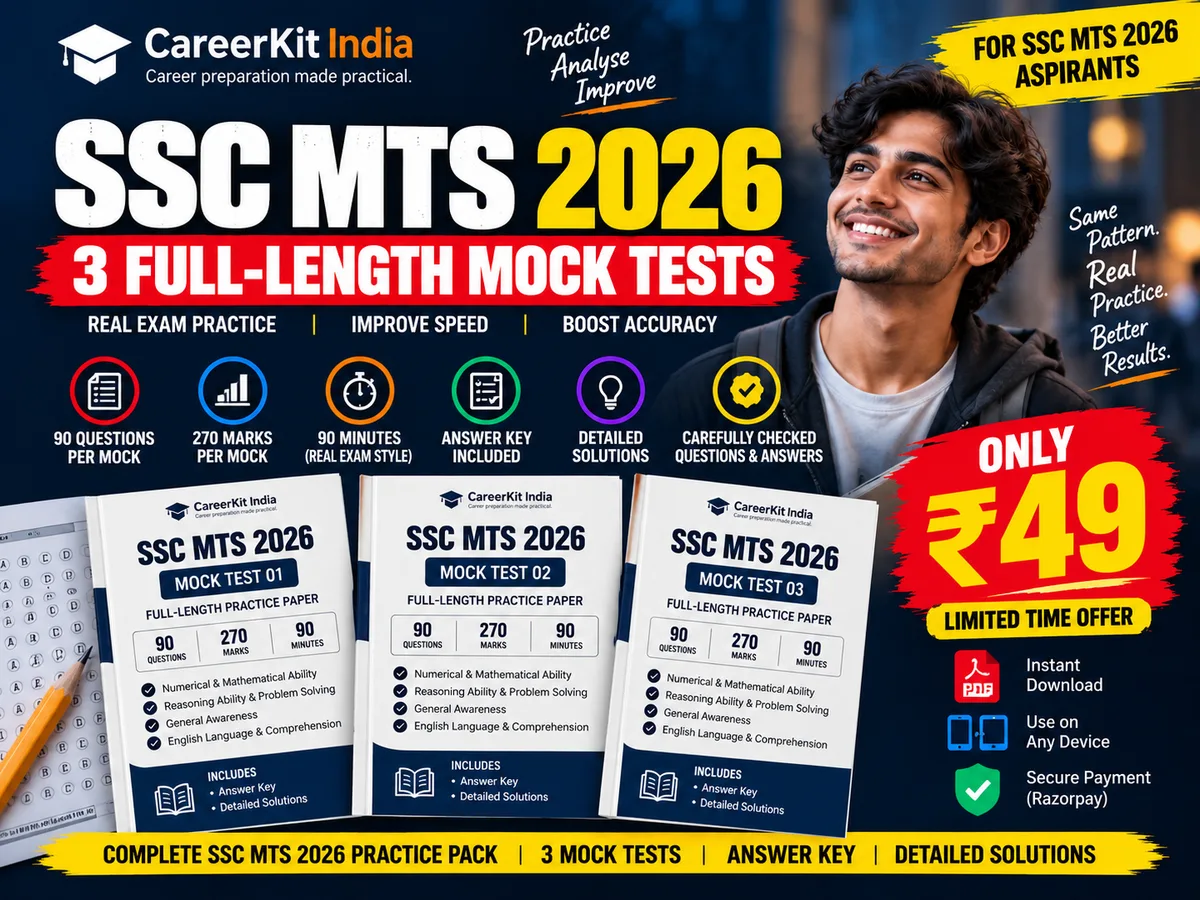 SSC MTS 2026 — 3 Full-Length Mock Tests