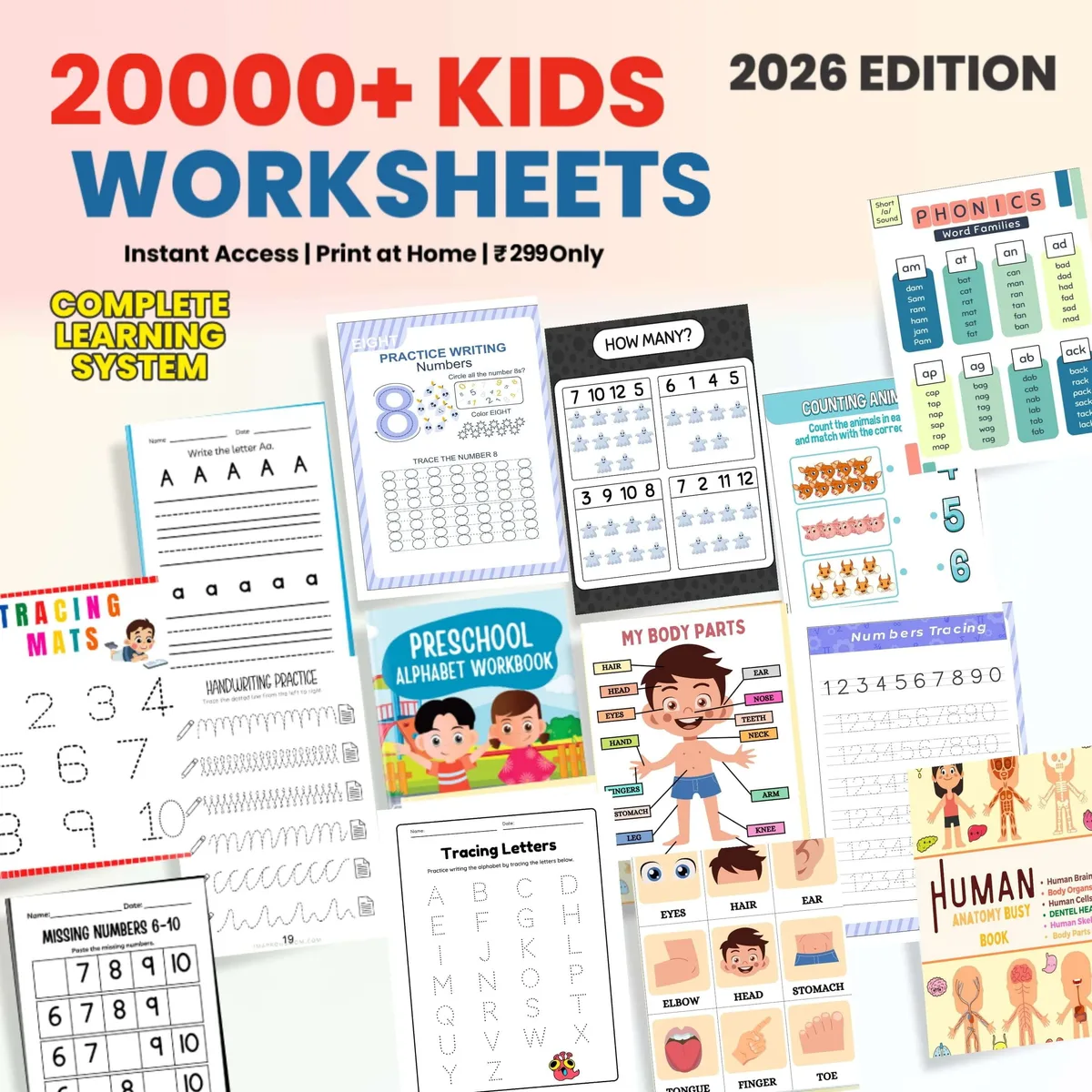 20000+ Kids Printable Worksheet Bundle (2026 Edition)